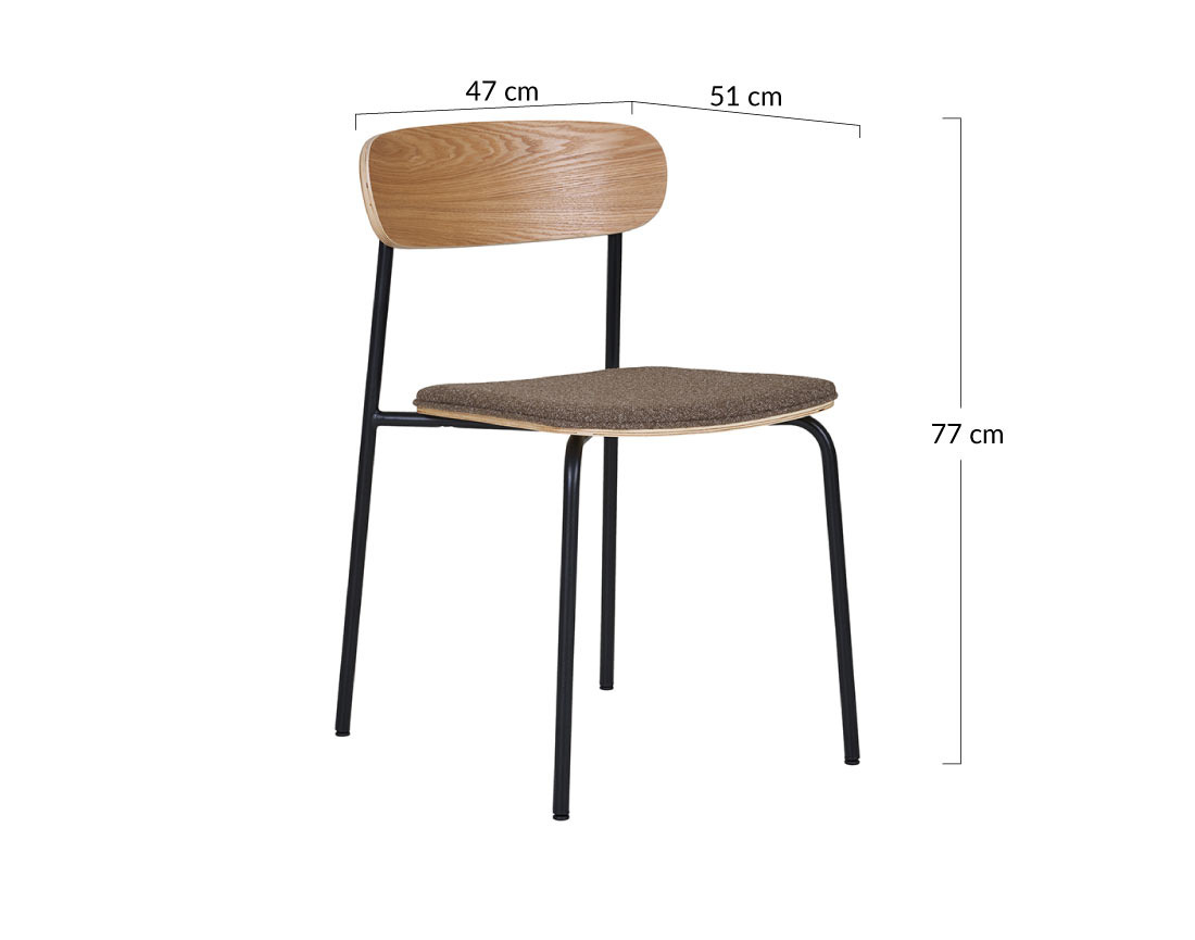 Lot de 2 chaises en bois de frêne pieds en acier Zoe