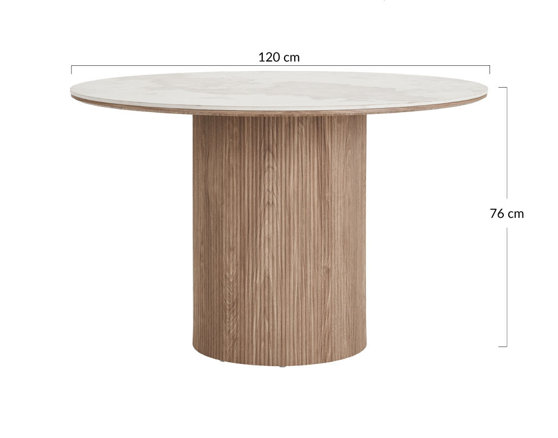 Table à manger plateau effet marbre et pieds effets bois 4 personnes Lysa
