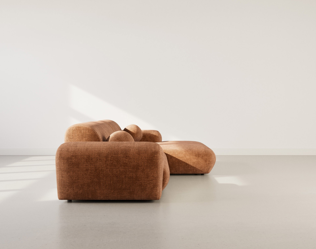 Canapé d'angle droit 4 places en velours texturé Louise