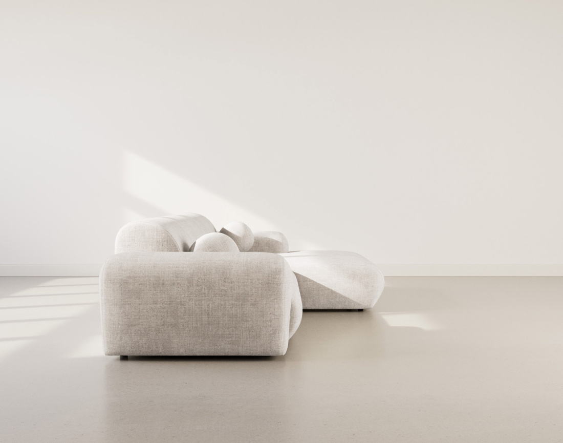 Canapé d'angle droit 4 places en velours texturé Louise