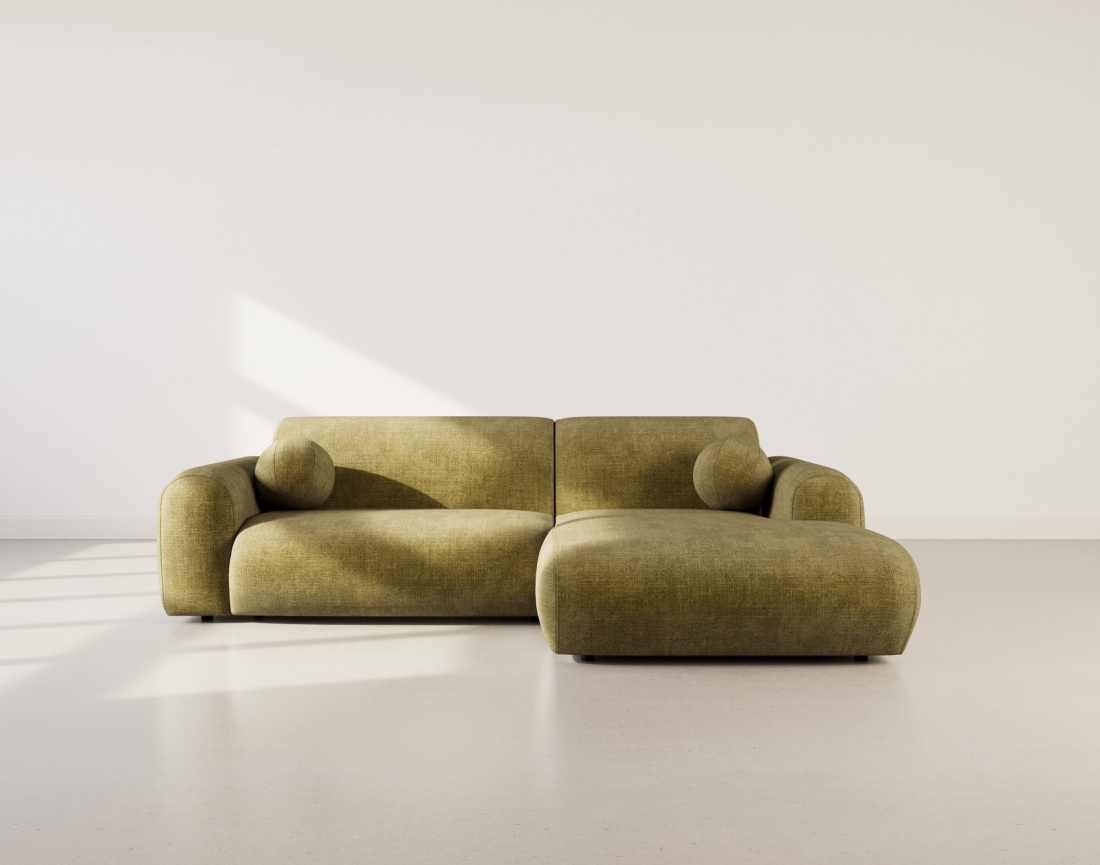 Canapé d'angle droit 4 places en velours texturé Louise