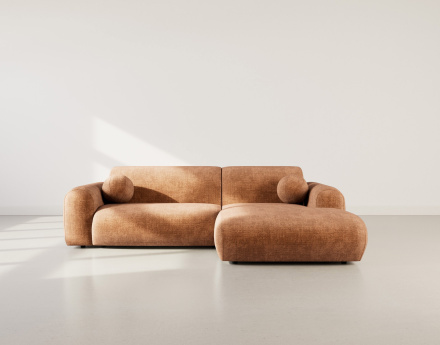 Canapé d'angle droit 4 places en velours texturé Louise