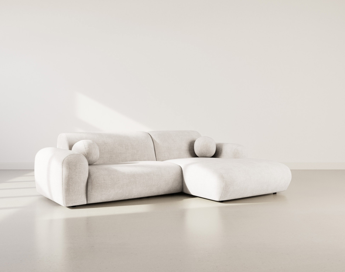 Canapé d'angle droit 4 places en velours texturé Louise