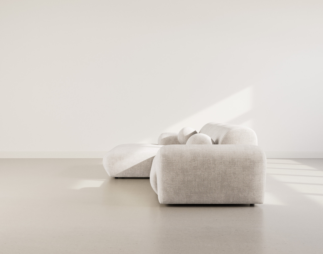 Canapé d'angle gauche 4 places en velours texturé Louise