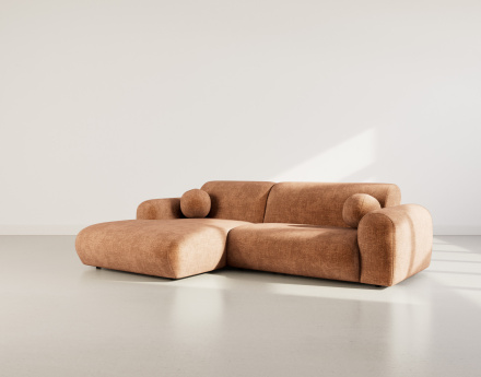 Canapé d'angle gauche 4 places en velours texturé Louise