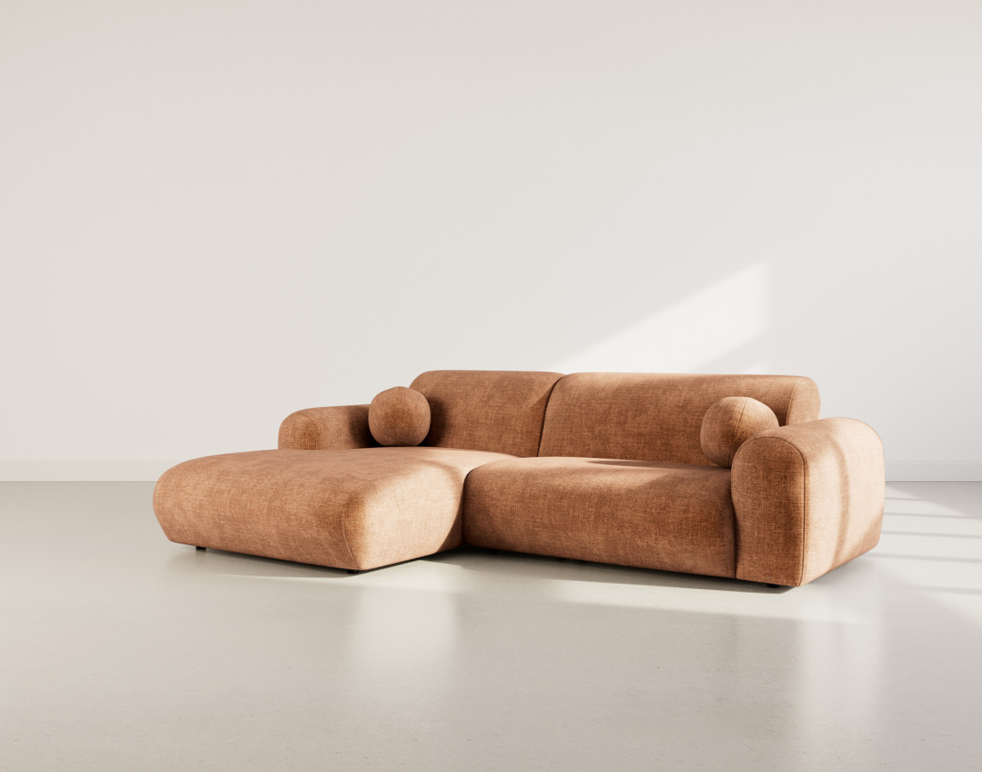 Canapé d'angle gauche 4 places en velours texturé Louise