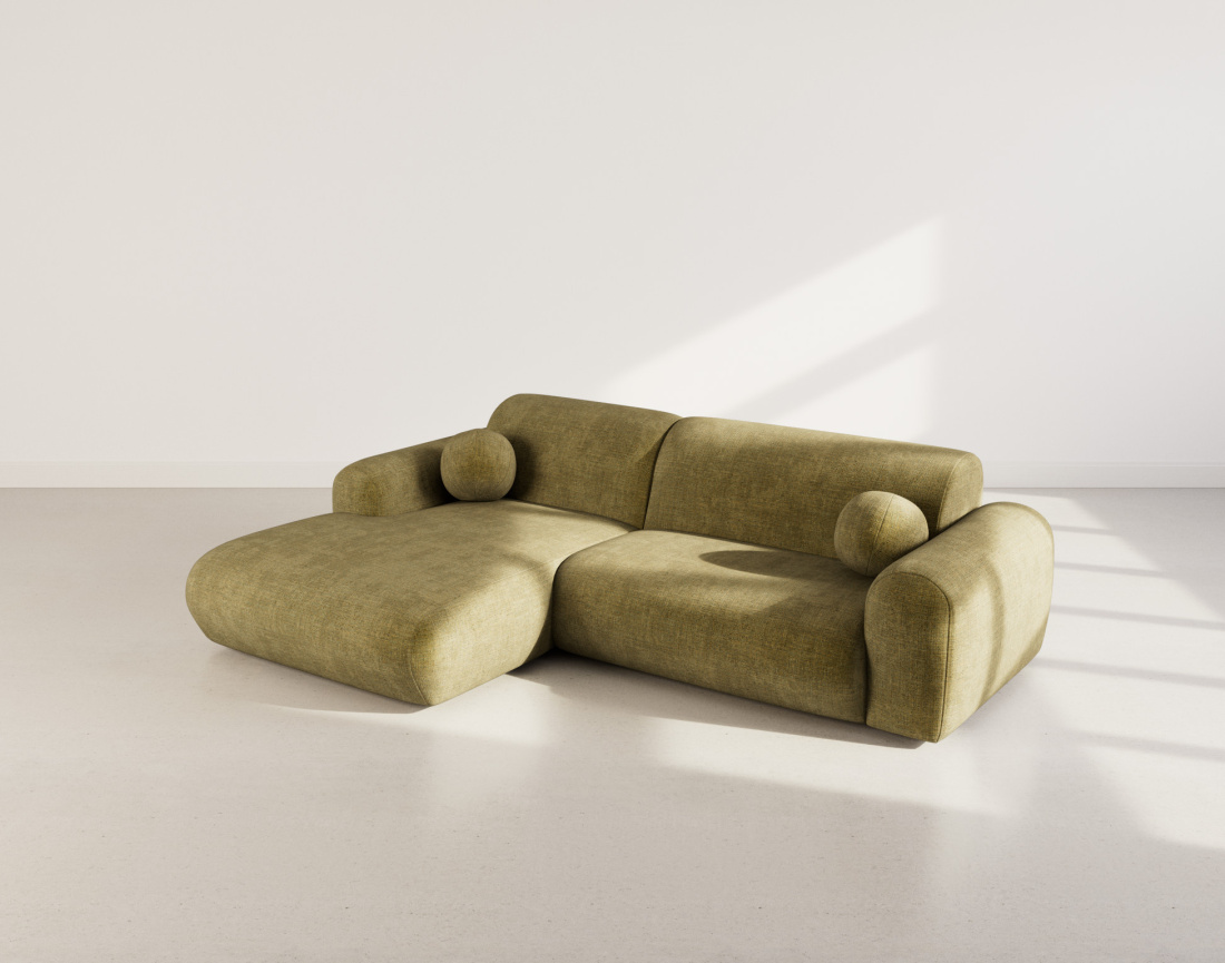 Canapé d'angle gauche 4 places en velours texturé Louise