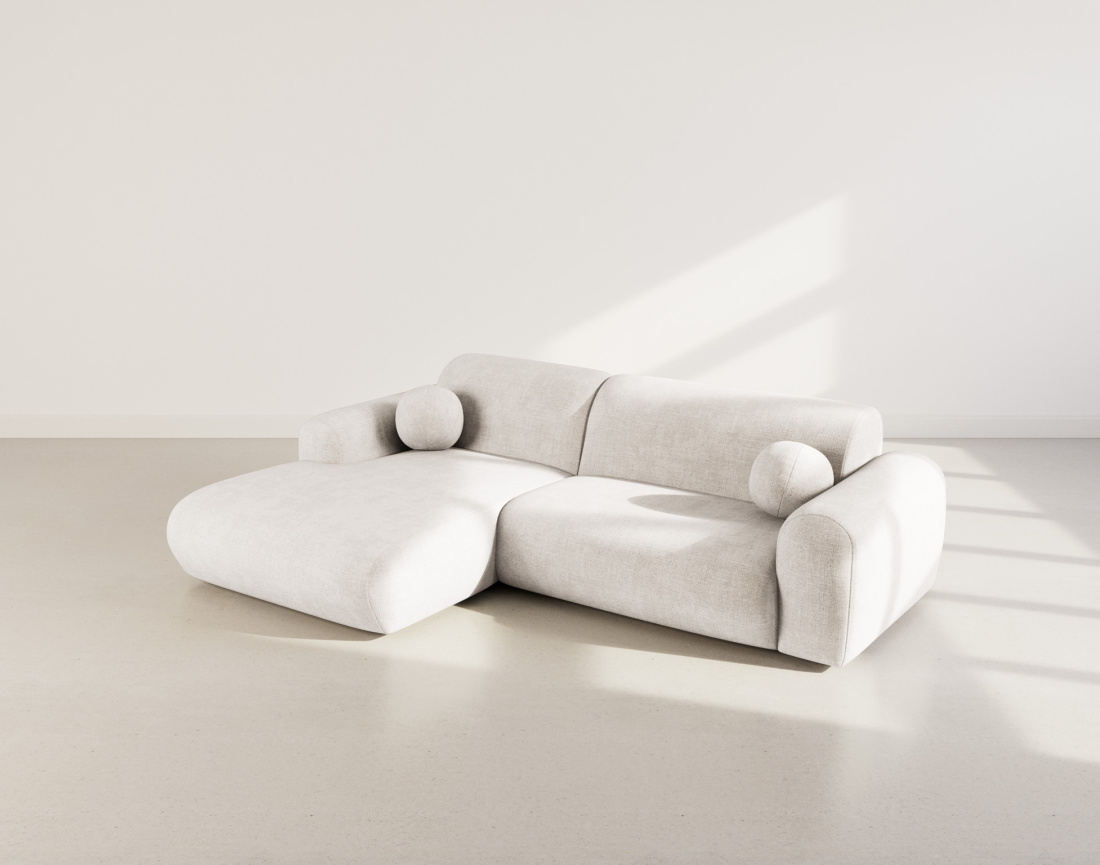 Canapé d'angle gauche 4 places en velours texturé Louise