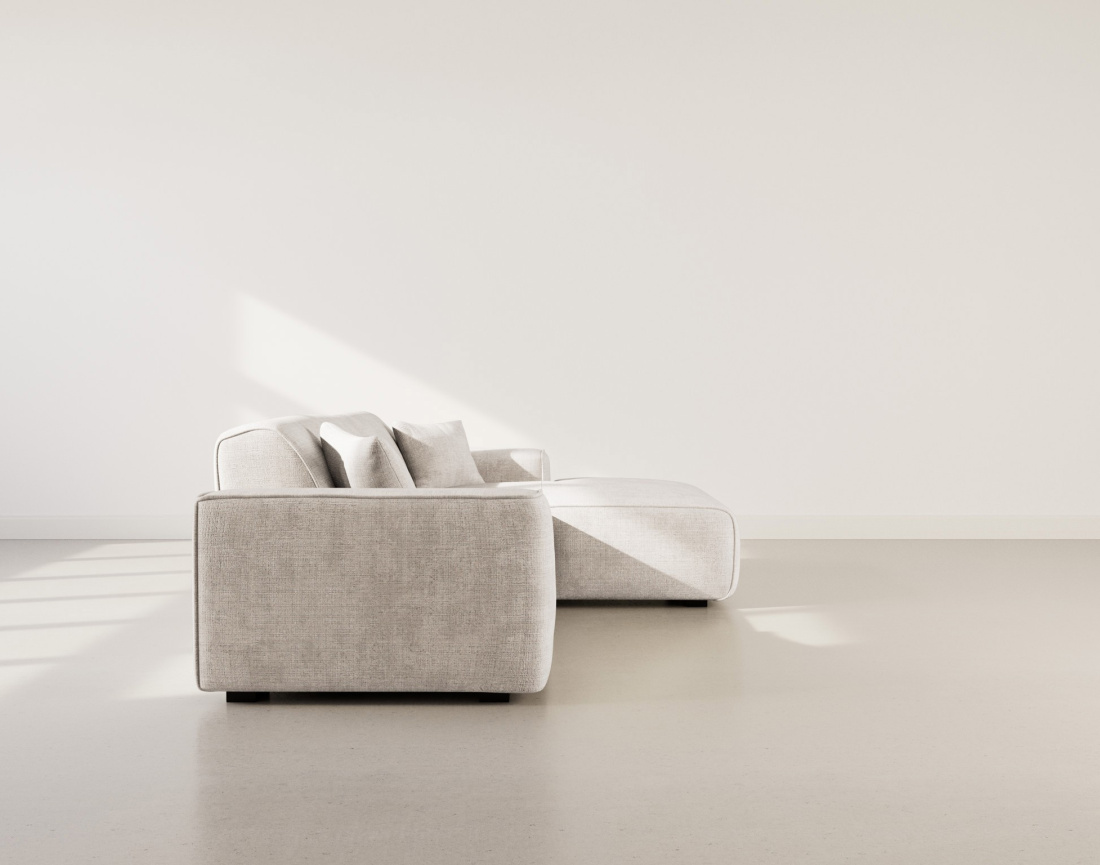 Canapé d'angle droit 4 places en velours texturé Vania