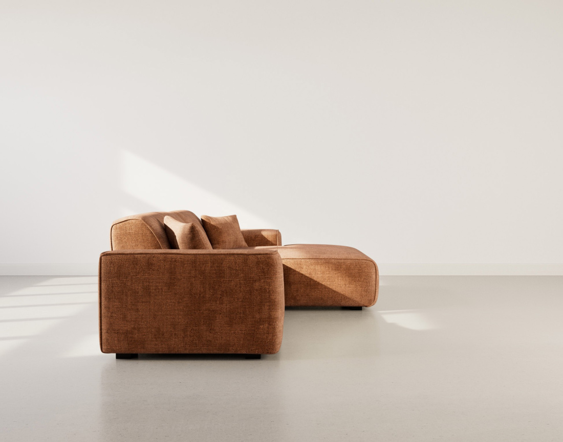 Canapé d'angle droit 4 places en velours texturé Lison