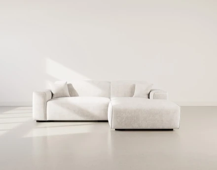 Canapé d'angle droit 4 places en velours texturé Lison