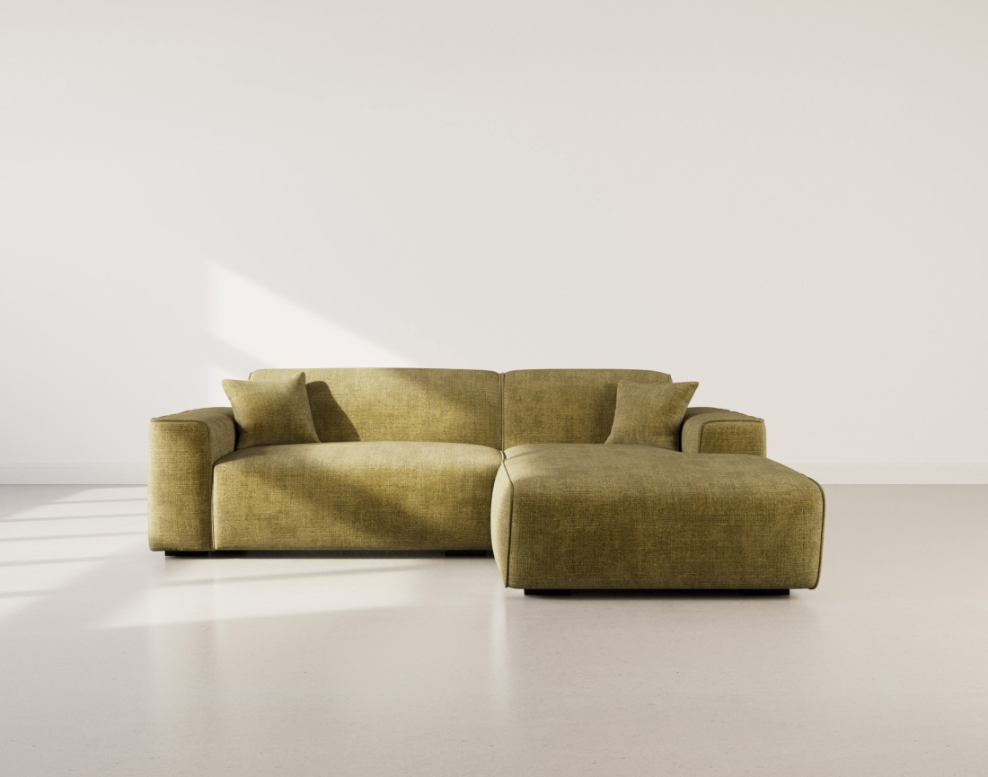 Canapé d'angle droit 4 places en velours texturé Lison