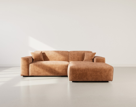 Canapé d'angle droit 4 places en velours texturé Lison