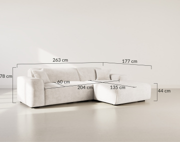 Canapé d'angle droit 4 places en velours texturé Lison