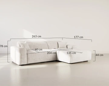 Canapé d'angle droit 4 places en velours texturé Lison