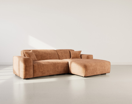 Canapé d'angle droit 4 places en velours texturé Lison