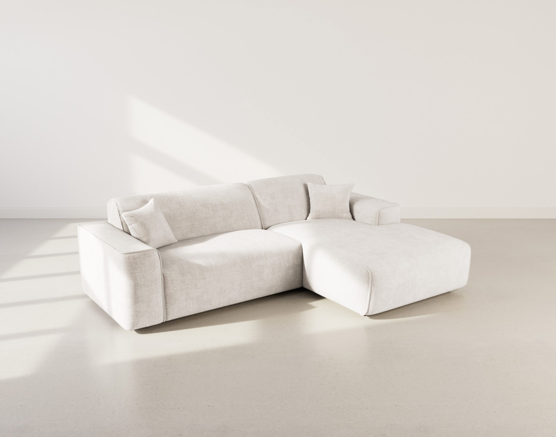 Canapé d'angle droit 4 places en velours texturé Vania