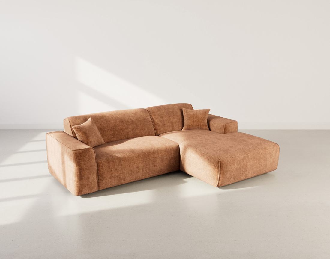 Canapé d'angle droit 4 places en velours texturé Lison