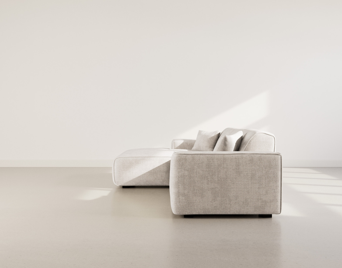 Canapé d'angle gauche 4 places en velours texturé Vania