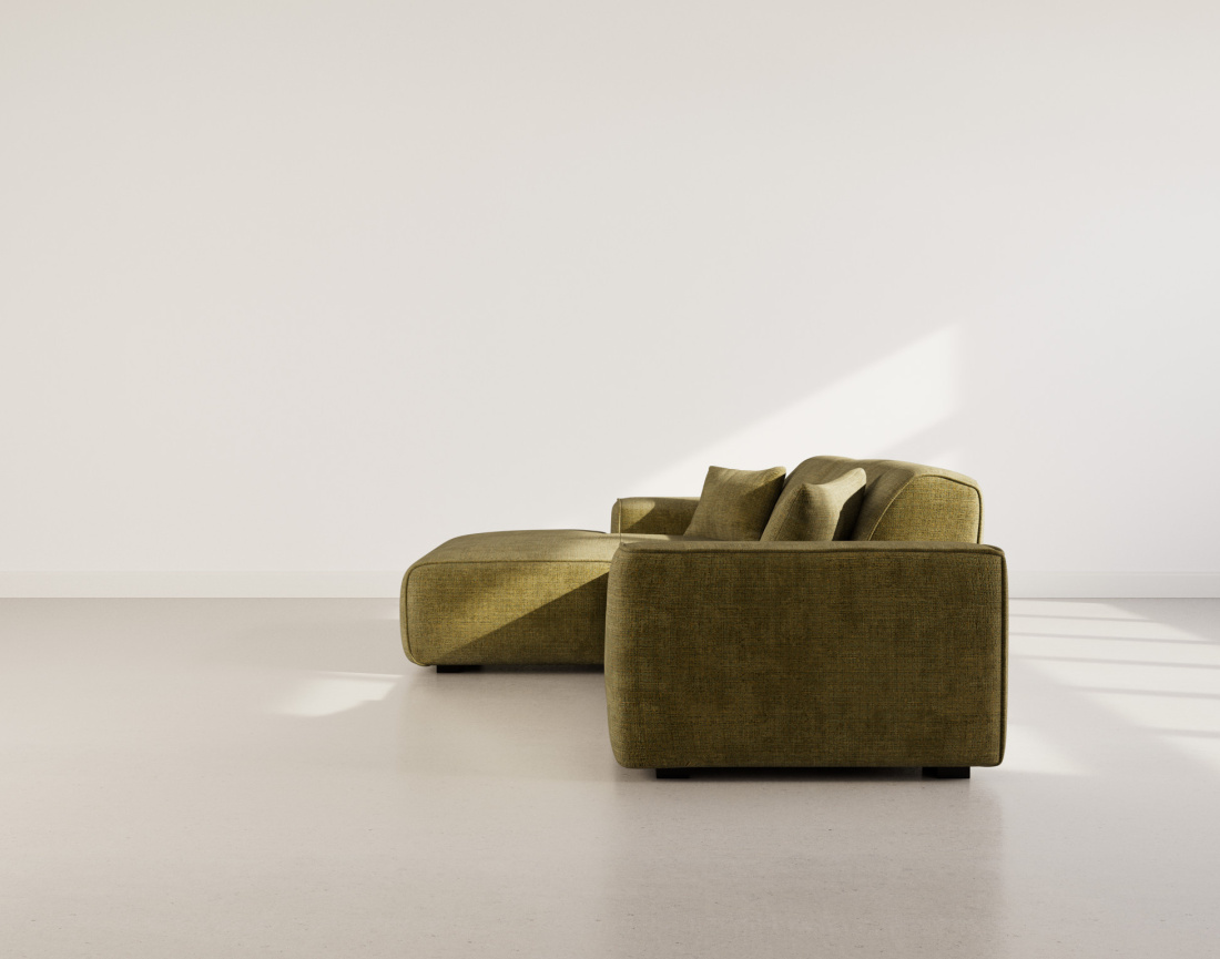 Canapé d'angle gauche 4 places en velours texturé Lison