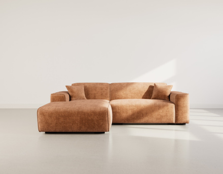 Canapé d'angle gauche 4 places en velours texturé Lison