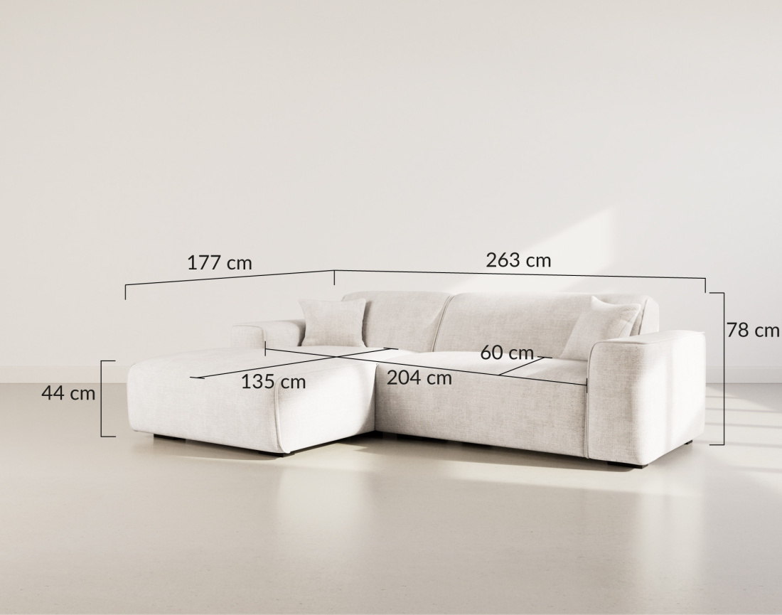 Canapé d'angle gauche 4 places en velours texturé Lison