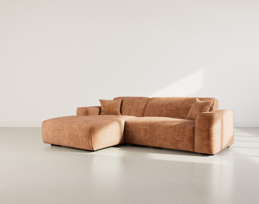 Canapé d'angle gauche 4 places en velours texturé Lison