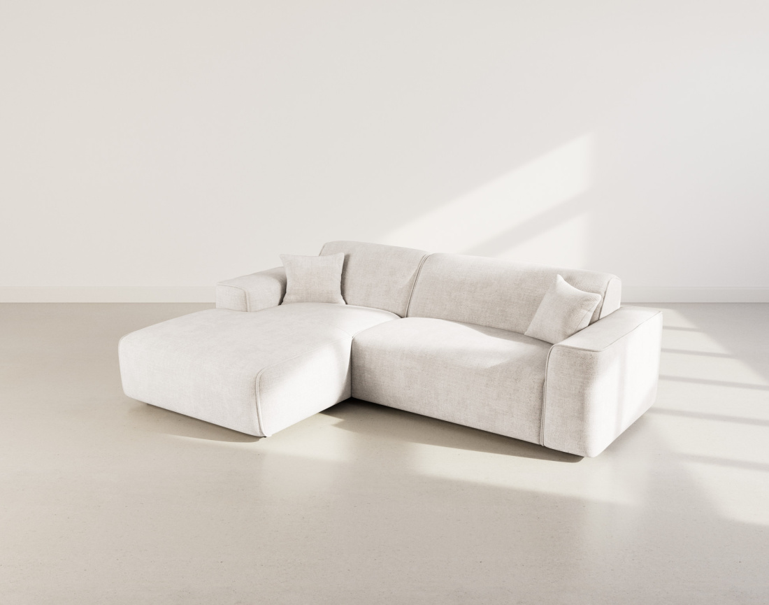 Canapé d'angle gauche 4 places en velours texturé Vania