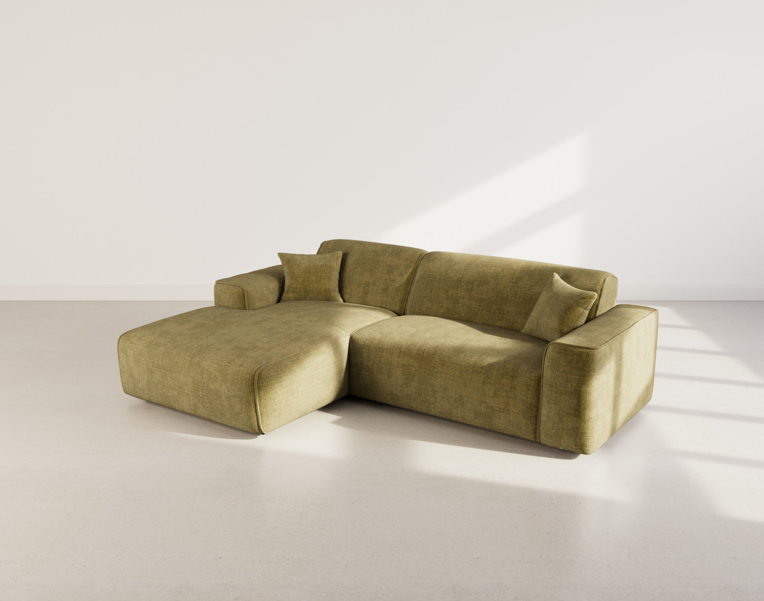 Canapé d'angle gauche 4 places en velours texturé Lison