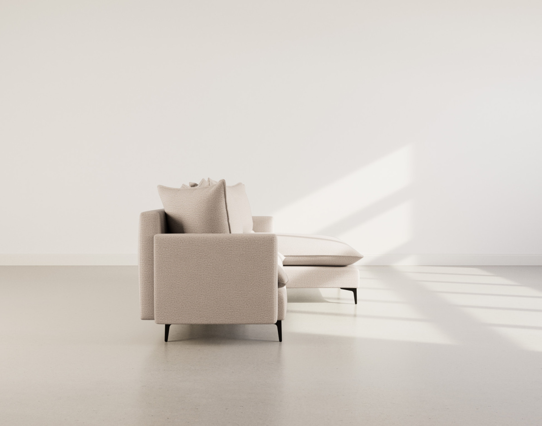 Canapé d'angle droit 4 places en tissu texturé Madison