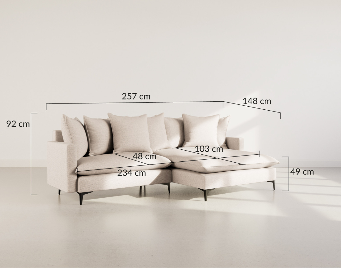 Canapé d'angle droit 4 places en tissu texturé Madison