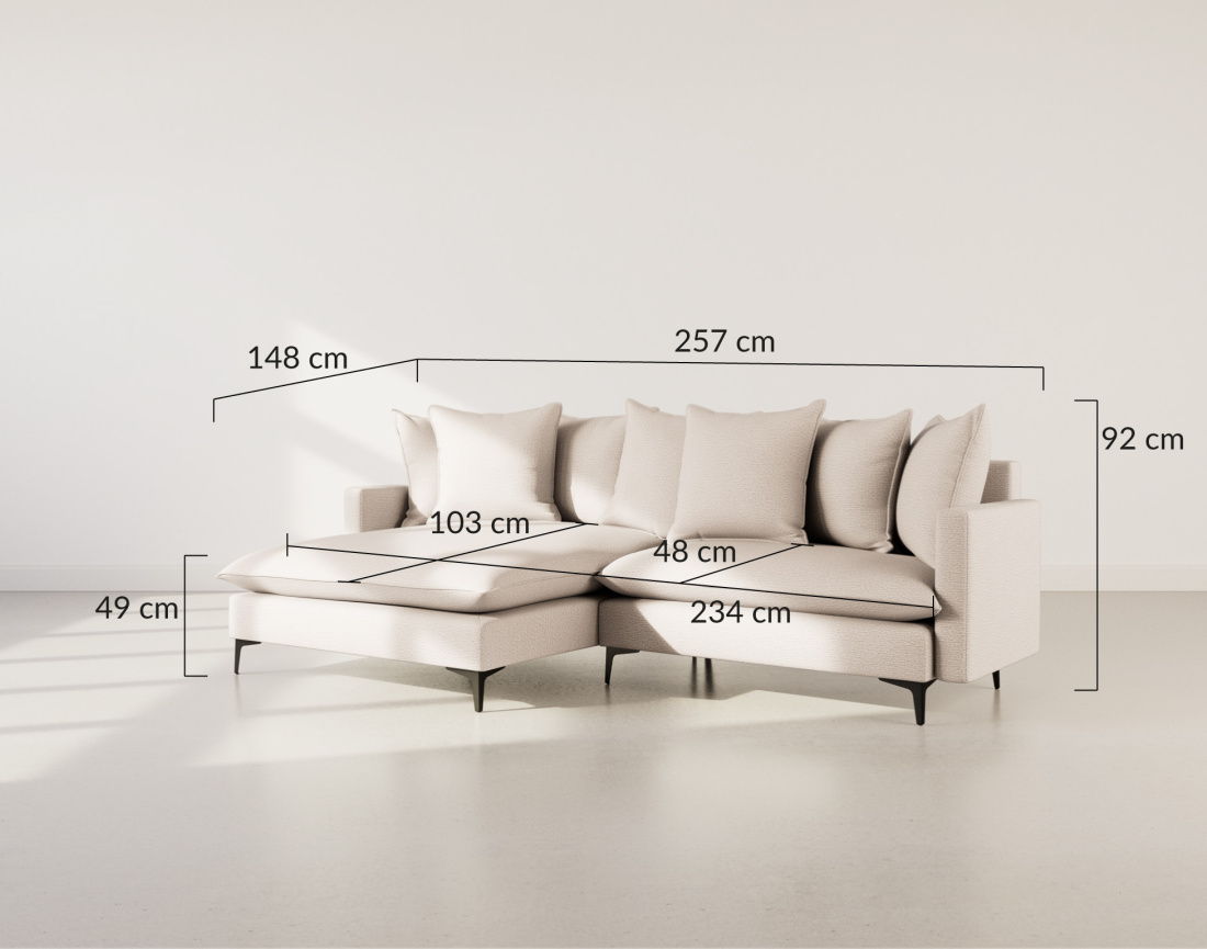 Canapé d'angle gauche 4 places en tissu texturé Madison