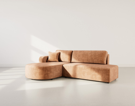 Canapé d'angle gauche 4 places convertible avec coffre sans accoudoirs en velours texturé Miro