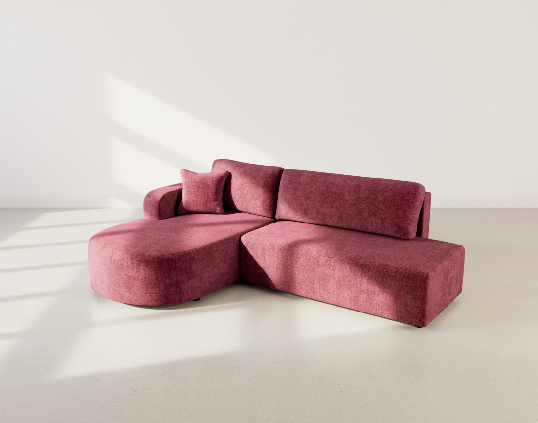 Canapé d'angle gauche 4 places convertible avec coffre sans accoudoirs en velours texturé Miro