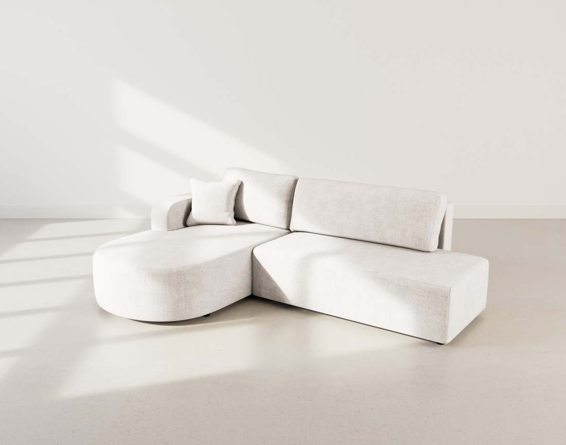 Canapé d'angle gauche 4 places convertible avec coffre sans accoudoirs en velours texturé Miro