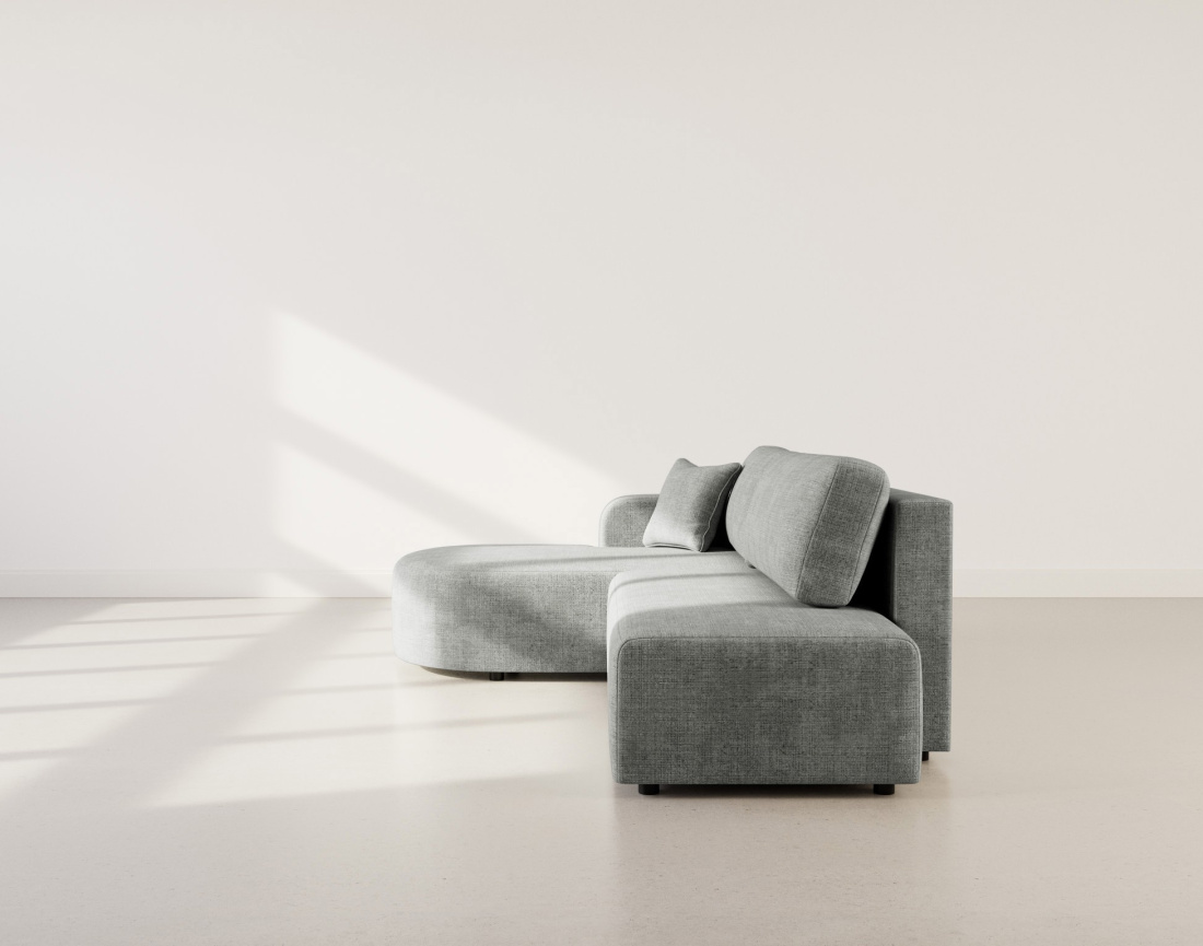 Canapé d'angle gauche 4 places convertible avec coffre sans accoudoirs en velours texturé Miro