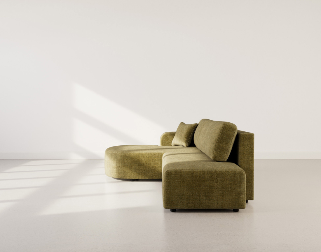 Canapé d'angle gauche 4 places convertible avec coffre sans accoudoirs en velours texturé Miro