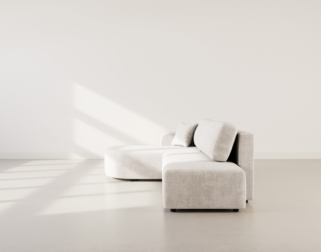 Canapé d'angle gauche 4 places convertible avec coffre sans accoudoirs en velours texturé Miro