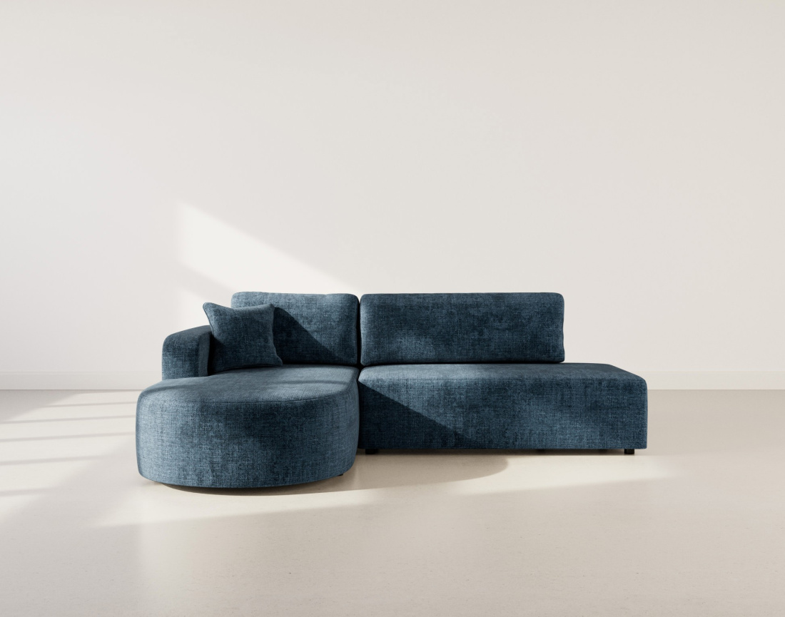 Canapé d'angle gauche 4 places convertible avec coffre sans accoudoirs en velours texturé Miro