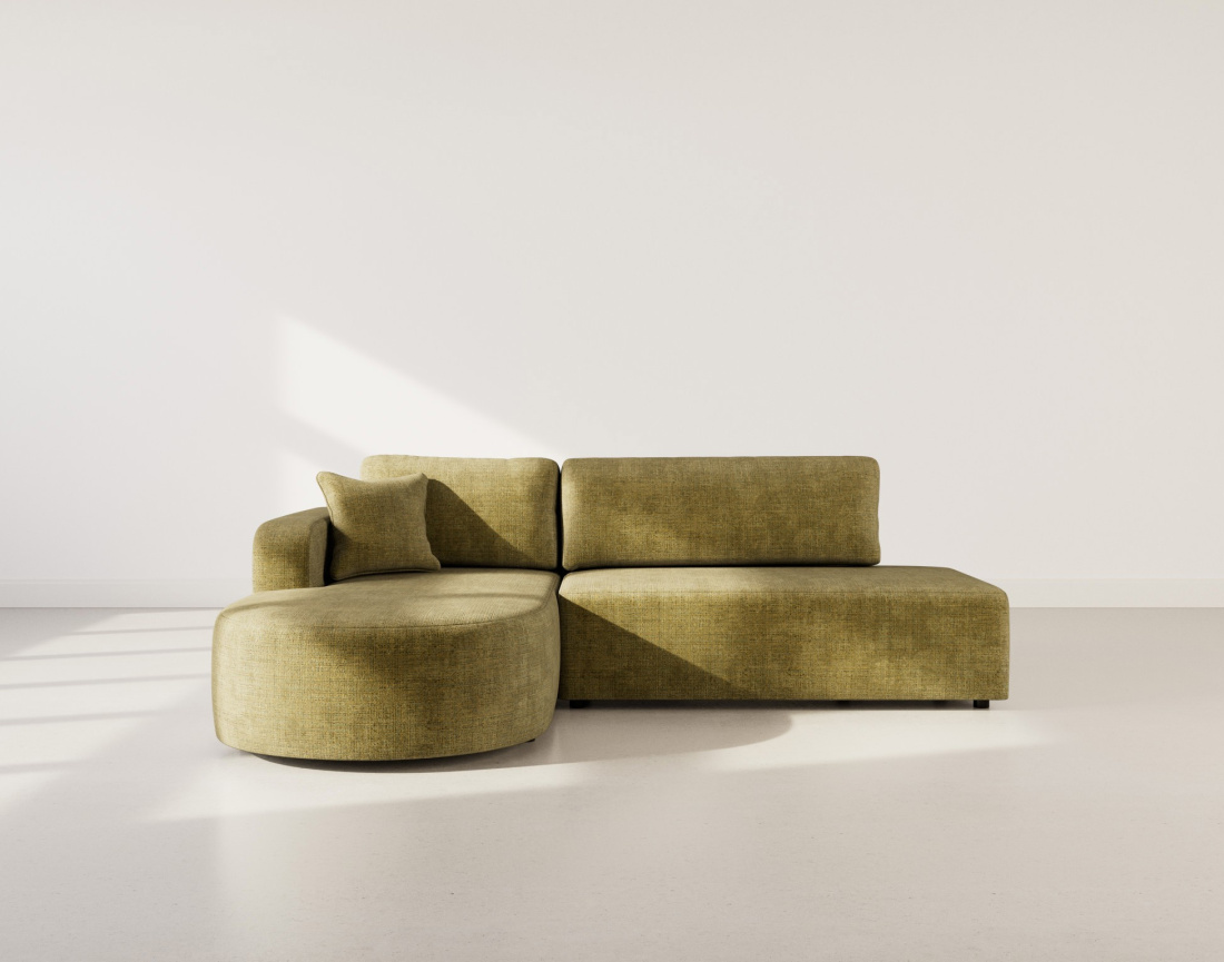 Canapé d'angle gauche 4 places convertible avec coffre sans accoudoirs en velours texturé Miro