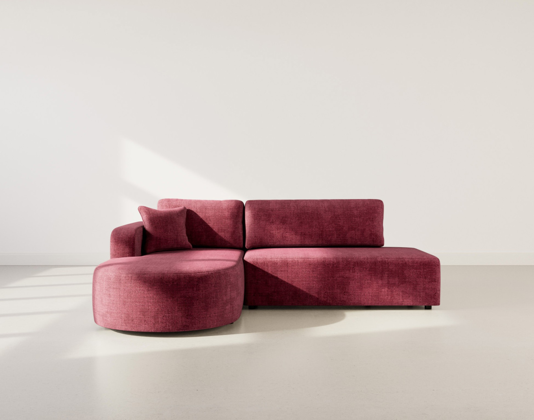 Canapé d'angle gauche 4 places convertible avec coffre sans accoudoirs en velours texturé Miro