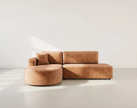 Canapé d'angle gauche 4 places convertible avec coffre sans accoudoirs en velours texturé Miro