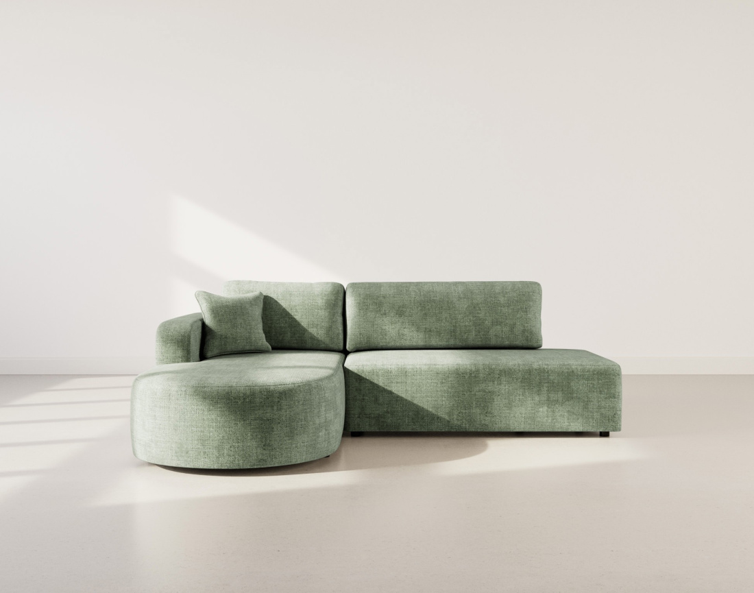 Canapé d'angle gauche 4 places convertible avec coffre sans accoudoirs en velours texturé Miro