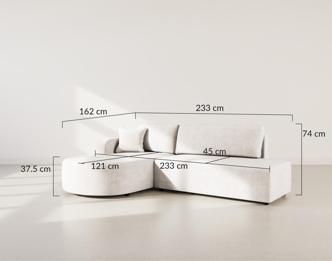 Canapé d'angle gauche 4 places convertible avec coffre sans accoudoirs en velours texturé Miro