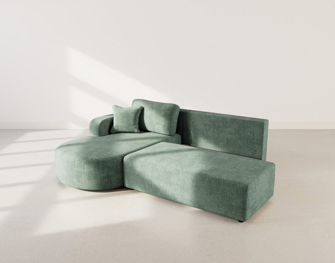 Canapé d'angle gauche 4 places convertible avec coffre sans accoudoirs en velours texturé Miro