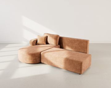 Canapé d'angle gauche 4 places convertible avec coffre sans accoudoirs en velours texturé Miro