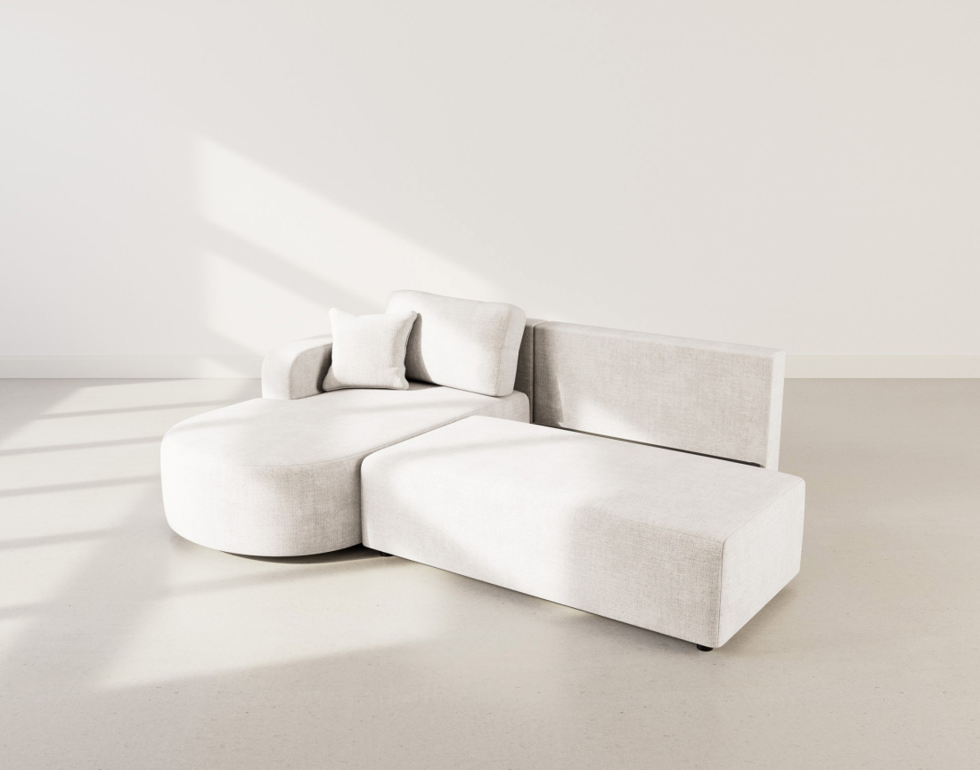 Canapé d'angle gauche 4 places convertible avec coffre sans accoudoirs en velours texturé Miro