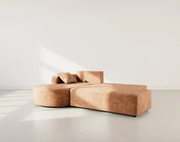 Canapé d'angle gauche 4 places convertible avec coffre sans accoudoirs en velours texturé Miro