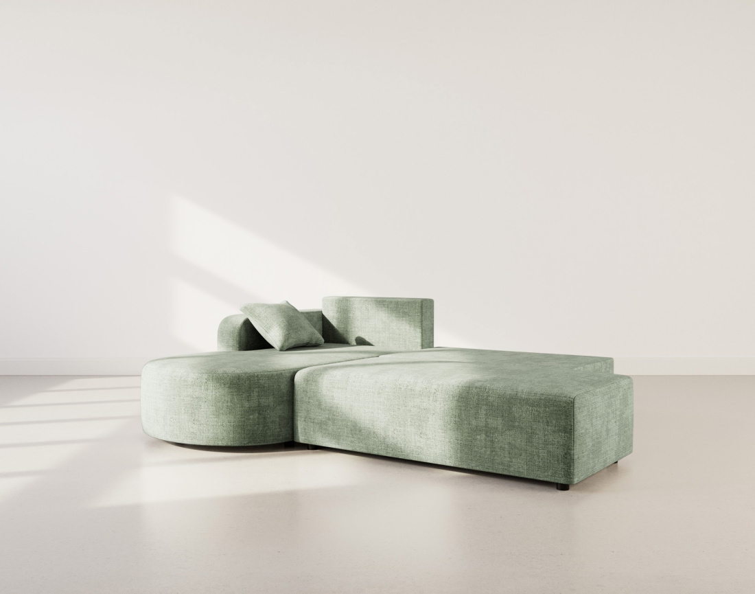 Canapé d'angle gauche 4 places convertible avec coffre sans accoudoirs en velours texturé Miro