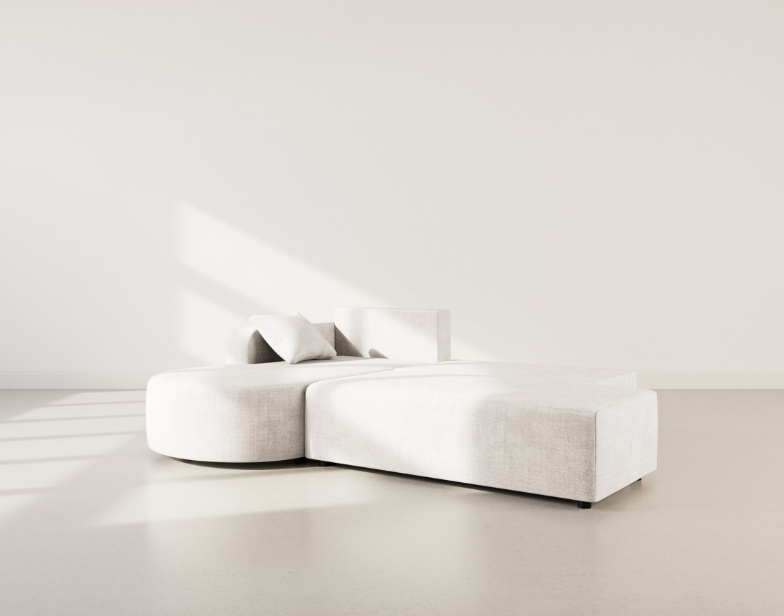 Canapé d'angle gauche 4 places convertible avec coffre sans accoudoirs en velours texturé Miro